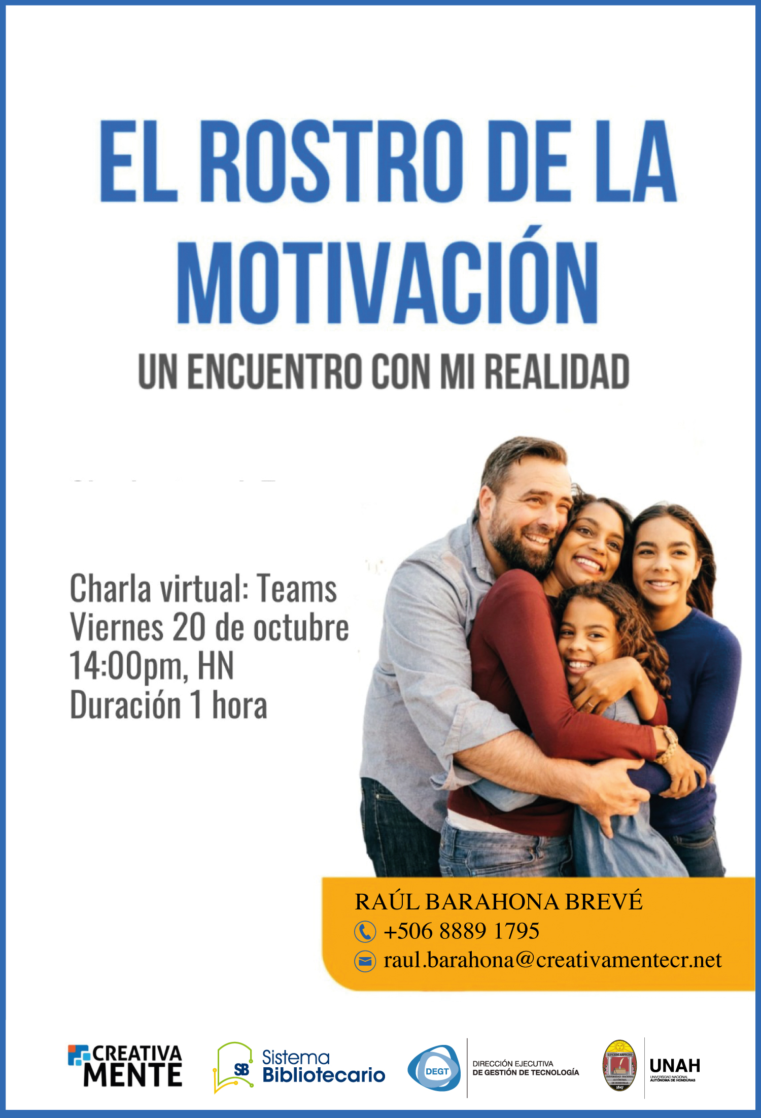 Afiche Conferencia Motivacional el rostro de la motivacion